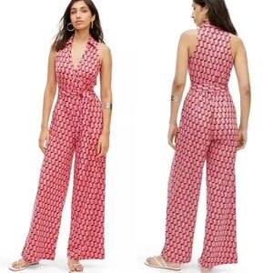Diane Von Furstenberg Target Pink Geometric Print Halter Jumpsuit Size S